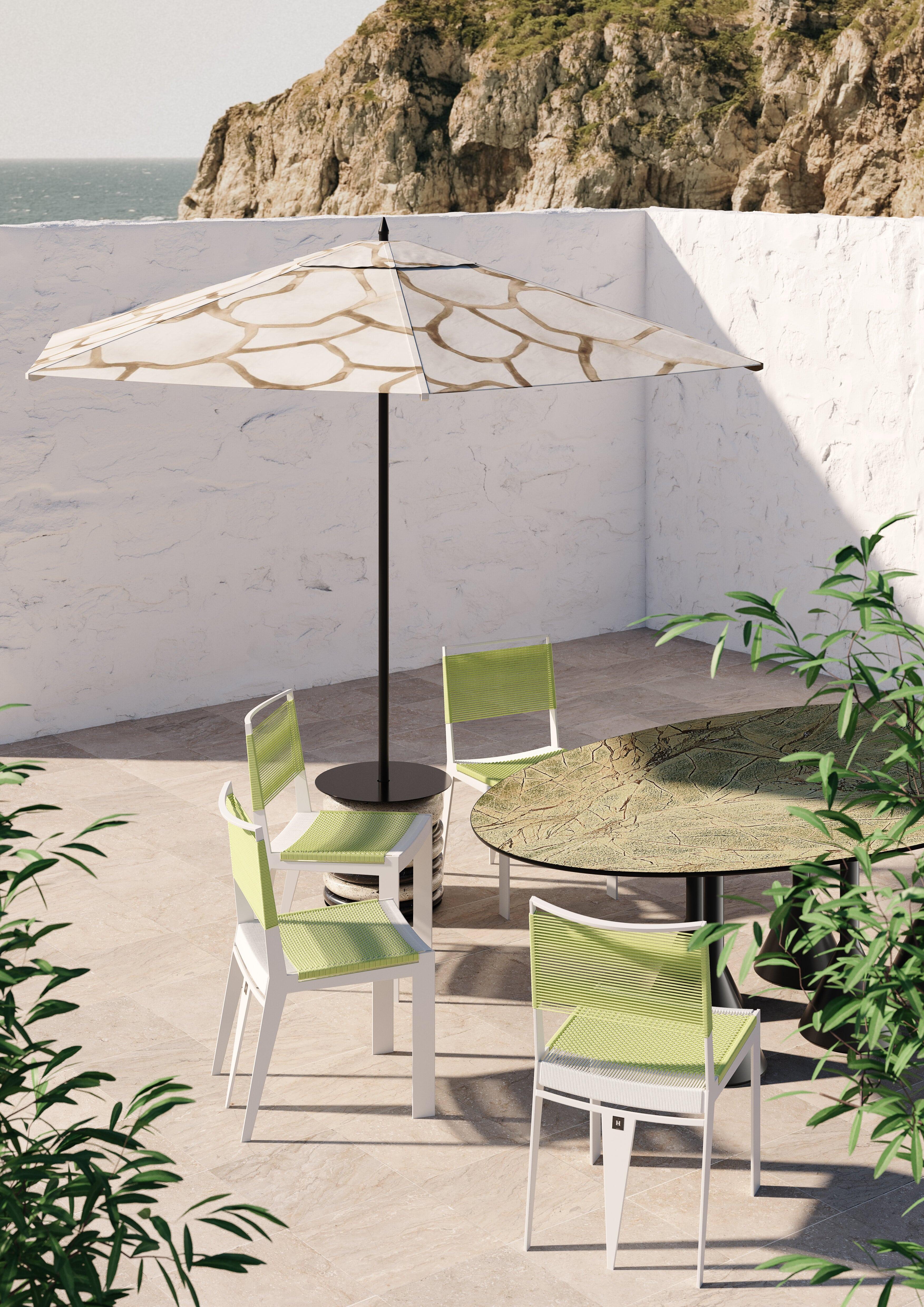 Modern Contemporary Black & White Parasol & Base for Outdoor, Body in Marble For Sale