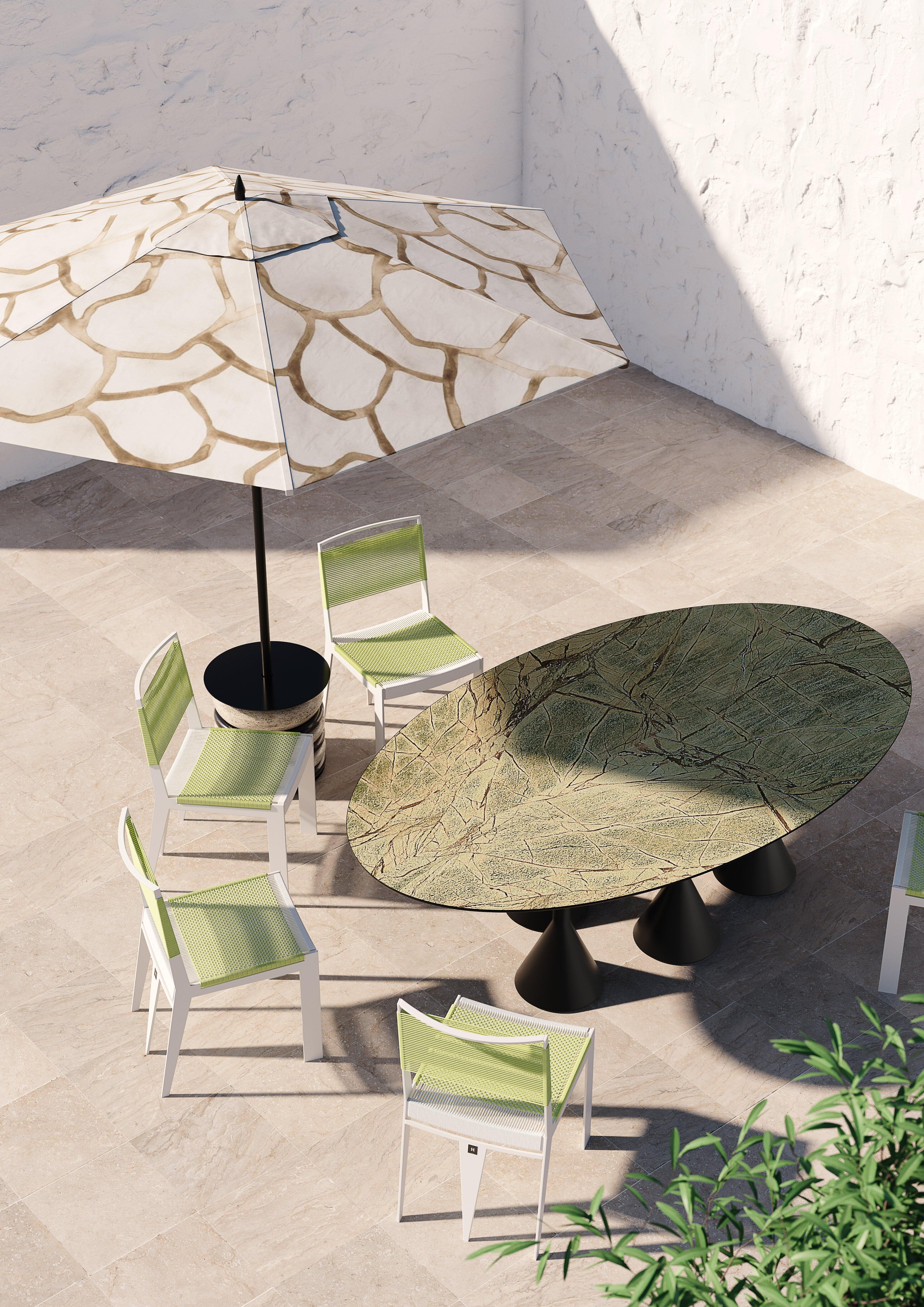 Portuguese Contemporary Black & White Parasol & Base for Outdoor, Body in Marble For Sale