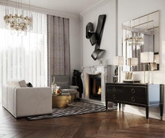Contemporary black white wool silk Rug abstract pattern - Notturno Nero