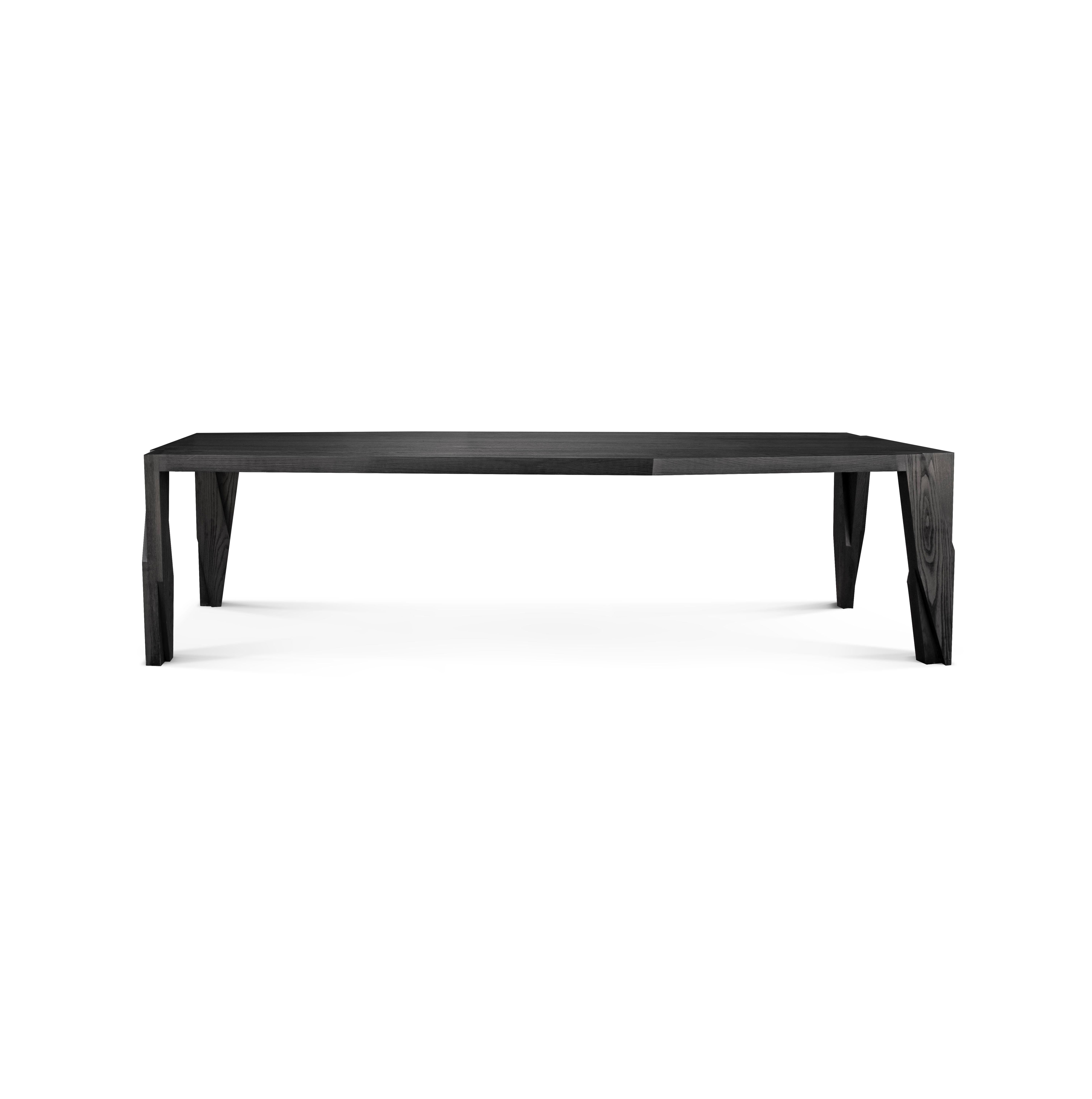 Contemporary Black Wooden 6 Seater Dining Table, Moramour by Adam Court for Okha

Design: Adam Court

Material: Ash / Oak (+ 1640 EUR) / Walnut (+ 7320 EUR)

Dimensions:
2850W X 1100D X 760H mm
112.2W X 43.3D X 29.9H in

Handcrafted in