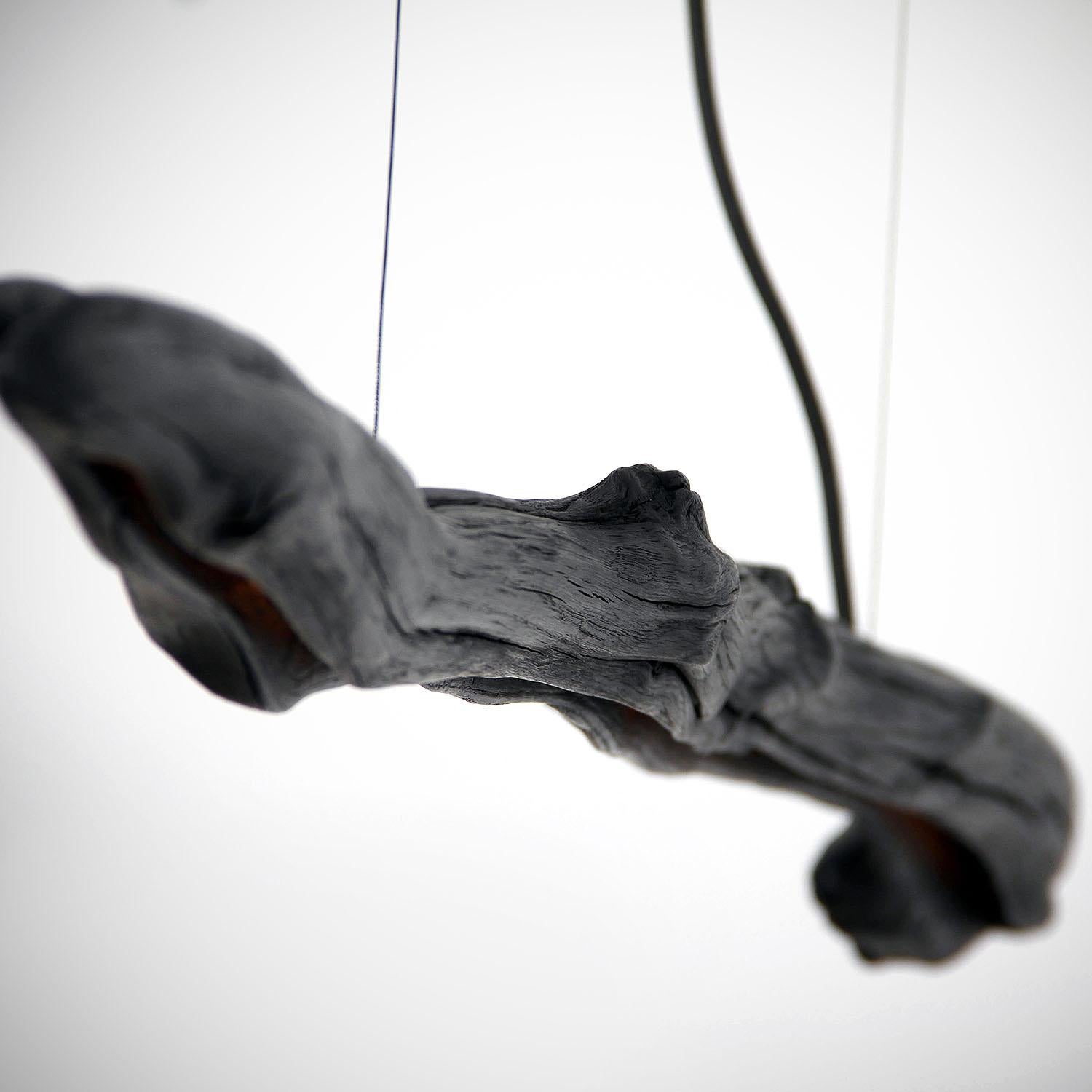 Modern Black Wooden Pendant Light, Burning Ego by WDSTCK In New Condition For Sale In Warsaw, PL