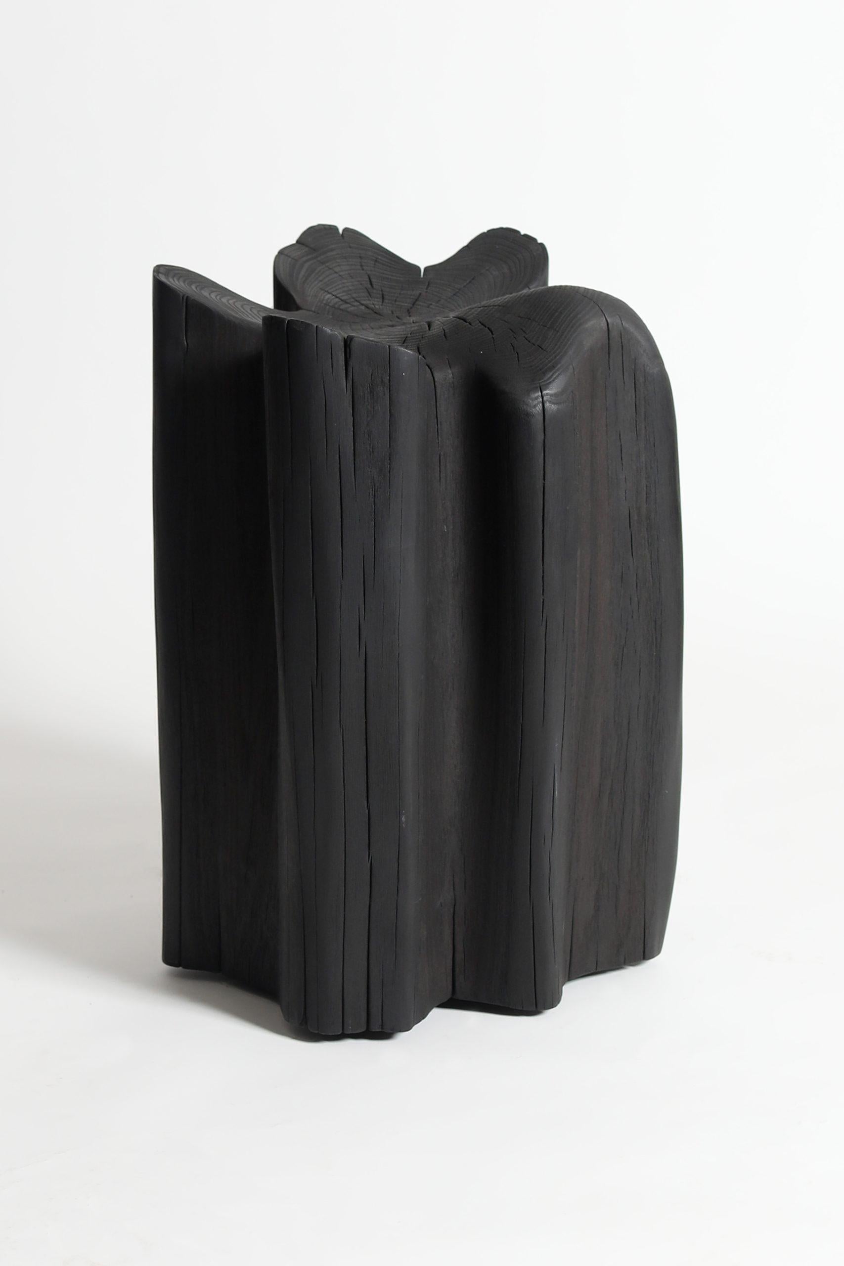 Contemporary black wooden stool, Burned Chunk by Jesse Sanderson for WDSTCK

Design: Jesse Sanderson
Material: Burned acacia wood
Features: Invisible wheels
Dimensions: height 47 cm

Handcrafted in The Netherlands

In search of a way to emphasize