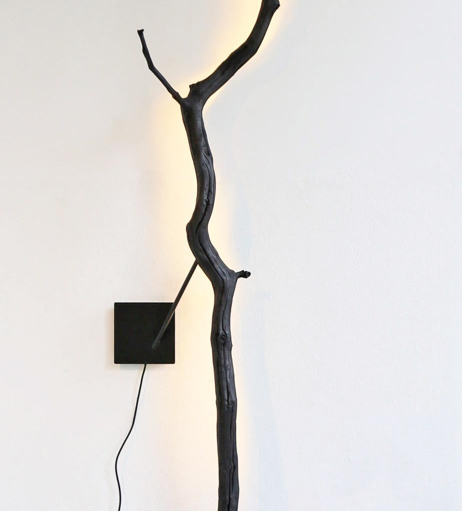 Modern Black Wooden Wall Light, Burning Ego Wall Lamp by WDSTCK In New Condition For Sale In Warsaw, PL