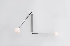 Contemporary Blackened Brass Swing Arm Wall Sconce, Flutter Three by Paul Matter