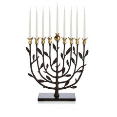 Contemporary Blackened Bronze Pomegranate Menorah