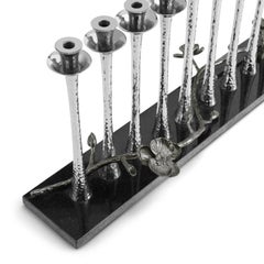 Contemporary Blackened Metal Menorah for Hanukkah
