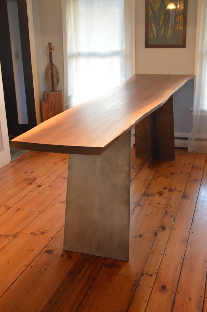 Minimalist Contemporary Blackened Steel and Walnut Console Table by Scott Gordon For Sale