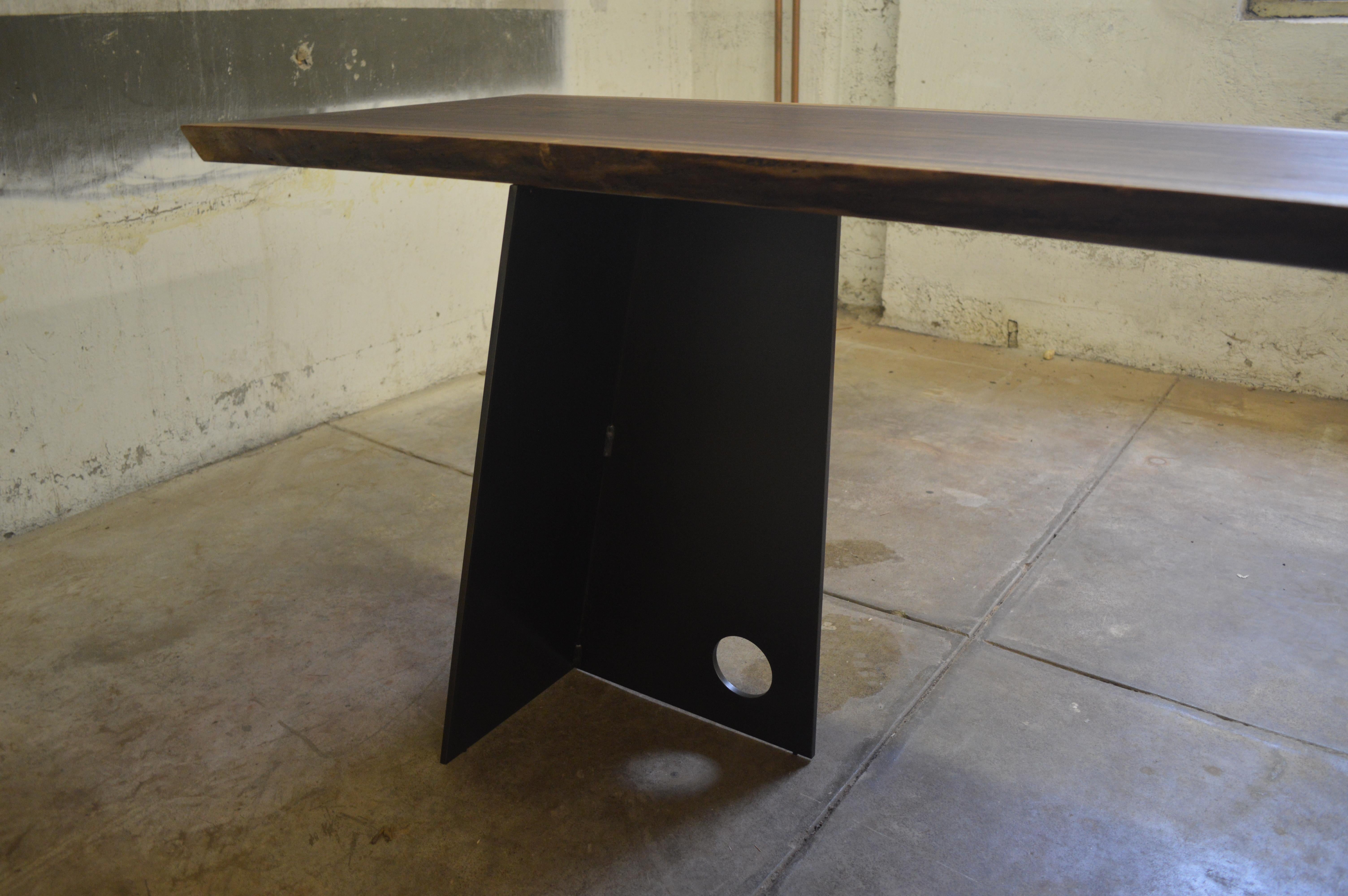 American Contemporary Blackened Steel and Walnut Console Table by Scott Gordon For Sale