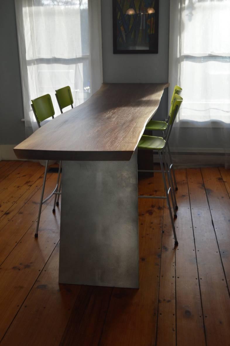 Contemporary Blackened Steel and Walnut Console Table by Scott Gordon For Sale 3