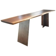 Contemporary Blackened Steel and Walnut Console Table by Scott Gordon