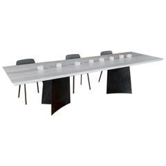 Contemporary Blackened Steel and White Oak Dining Table by Scott Gordon