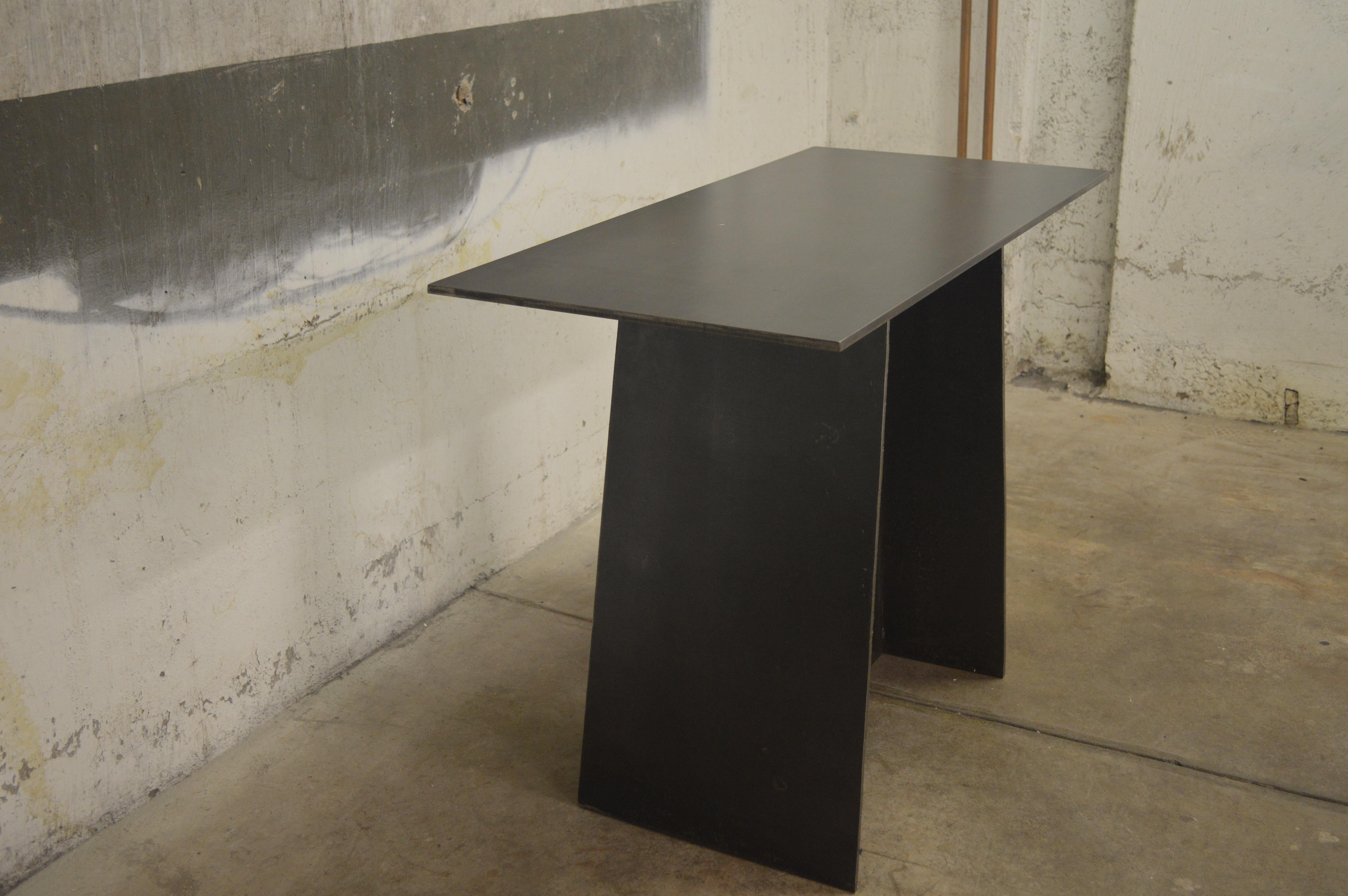 Minimalist Contemporary Blackened Steel Console Table by Scott Gordon For Sale