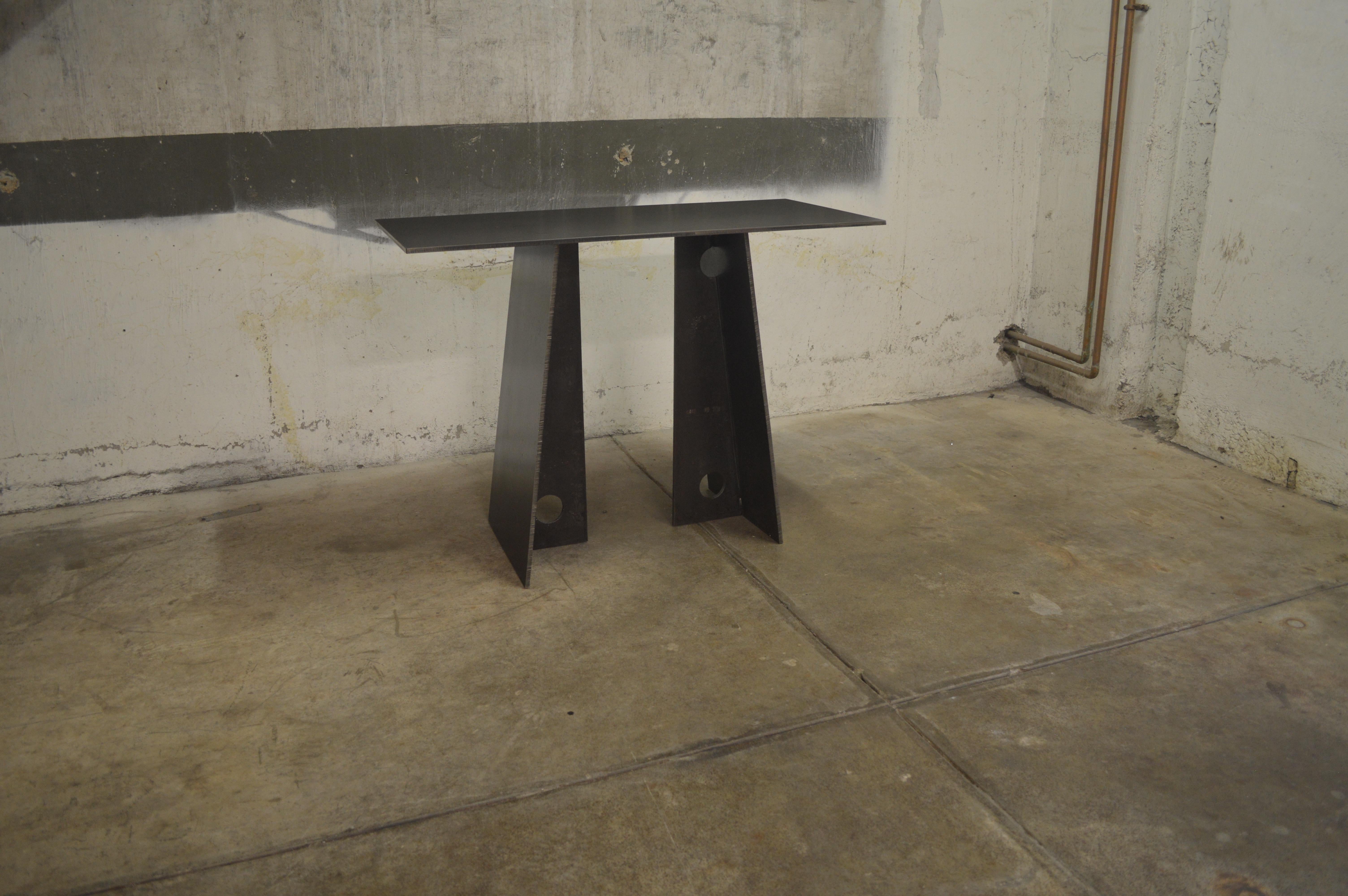 Contemporary Blackened Steel Console Table by Scott Gordon In New Condition For Sale In Sharon, VT