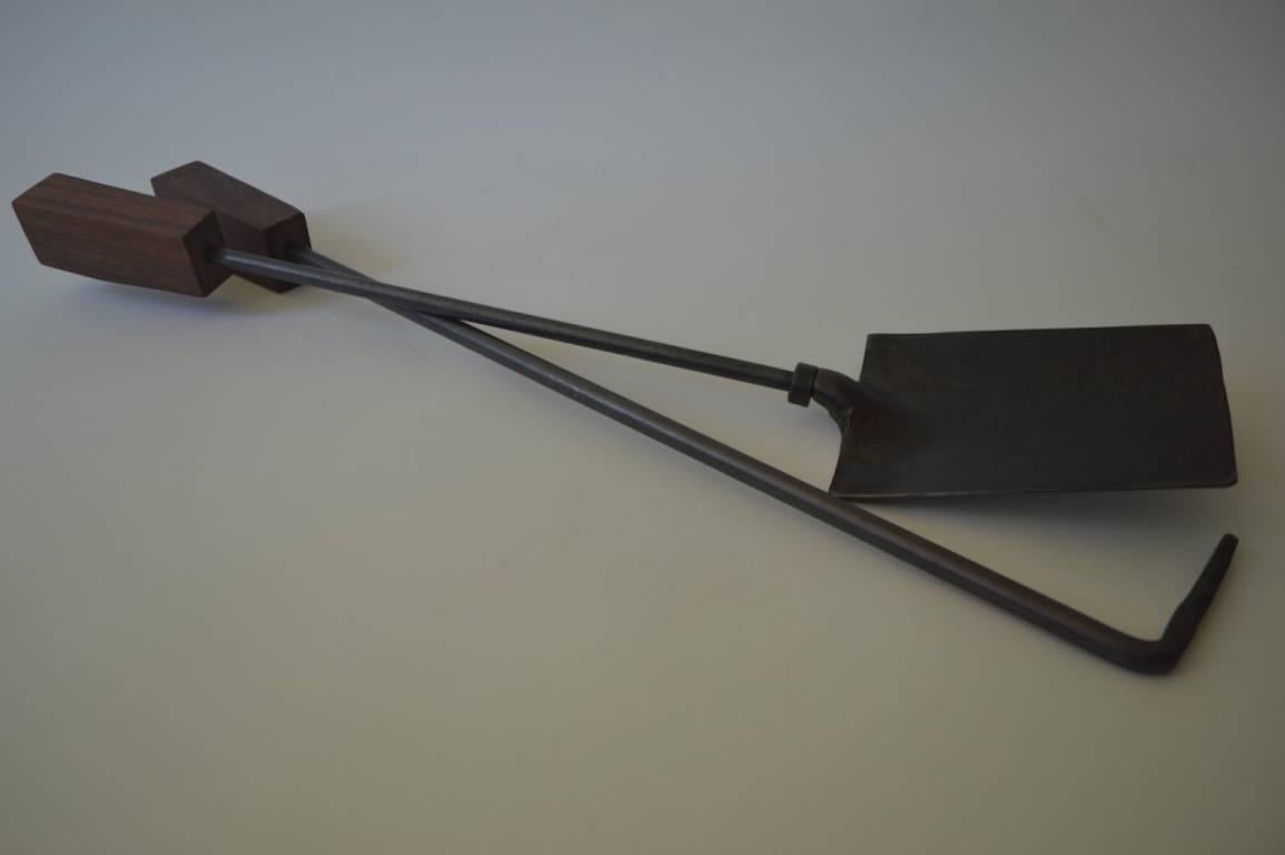 Contemporary Blackened Steel Fire Tools Set by Scott Gordon In New Condition For Sale In Sharon, VT