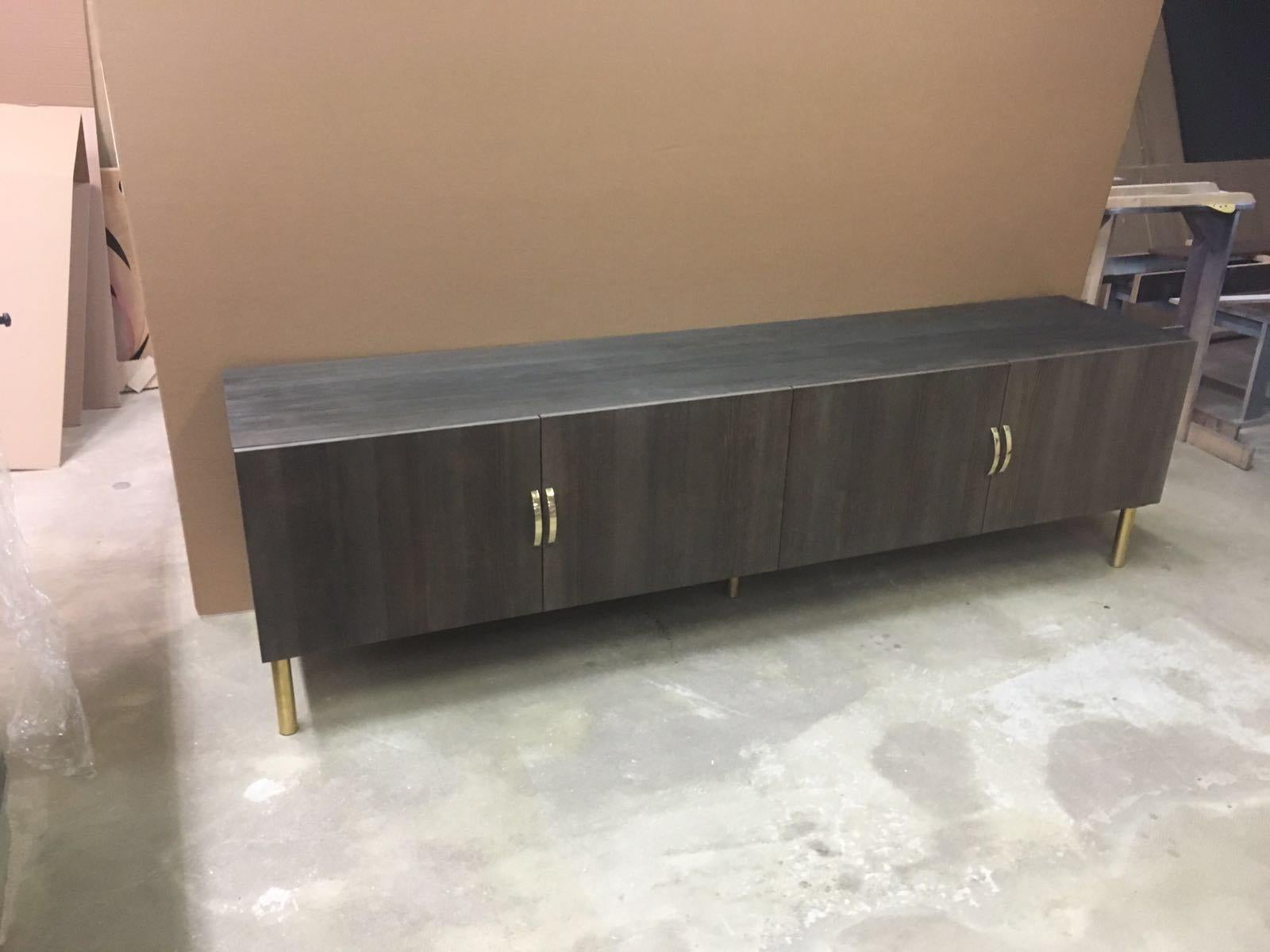 Polished Contemporary Blanda Sideboard or Credenza with Fine Ash Lacquered Veneer For Sale