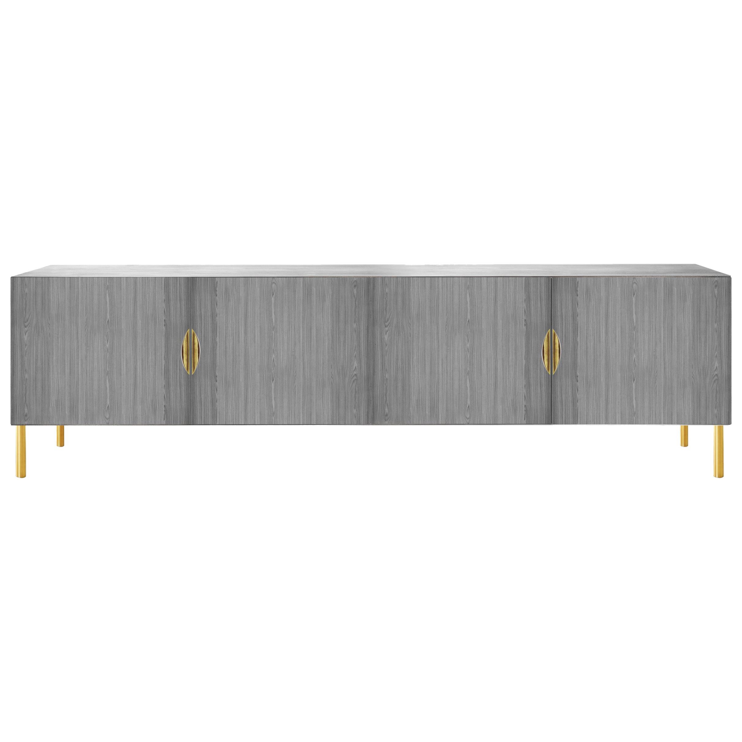 Contemporary Blanda Sideboard or Credenza with Fine Ash Lacquered Veneer For Sale
