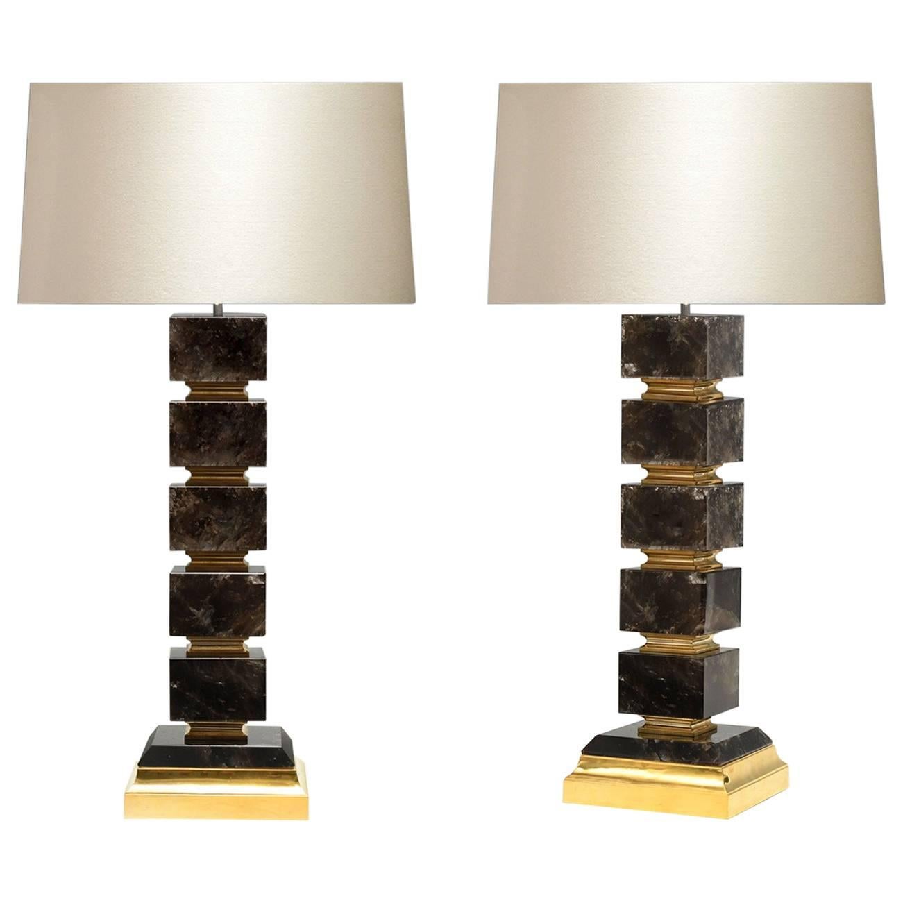 Zeitgenössische Bergkristall-Quarz-Lampen in Blockform