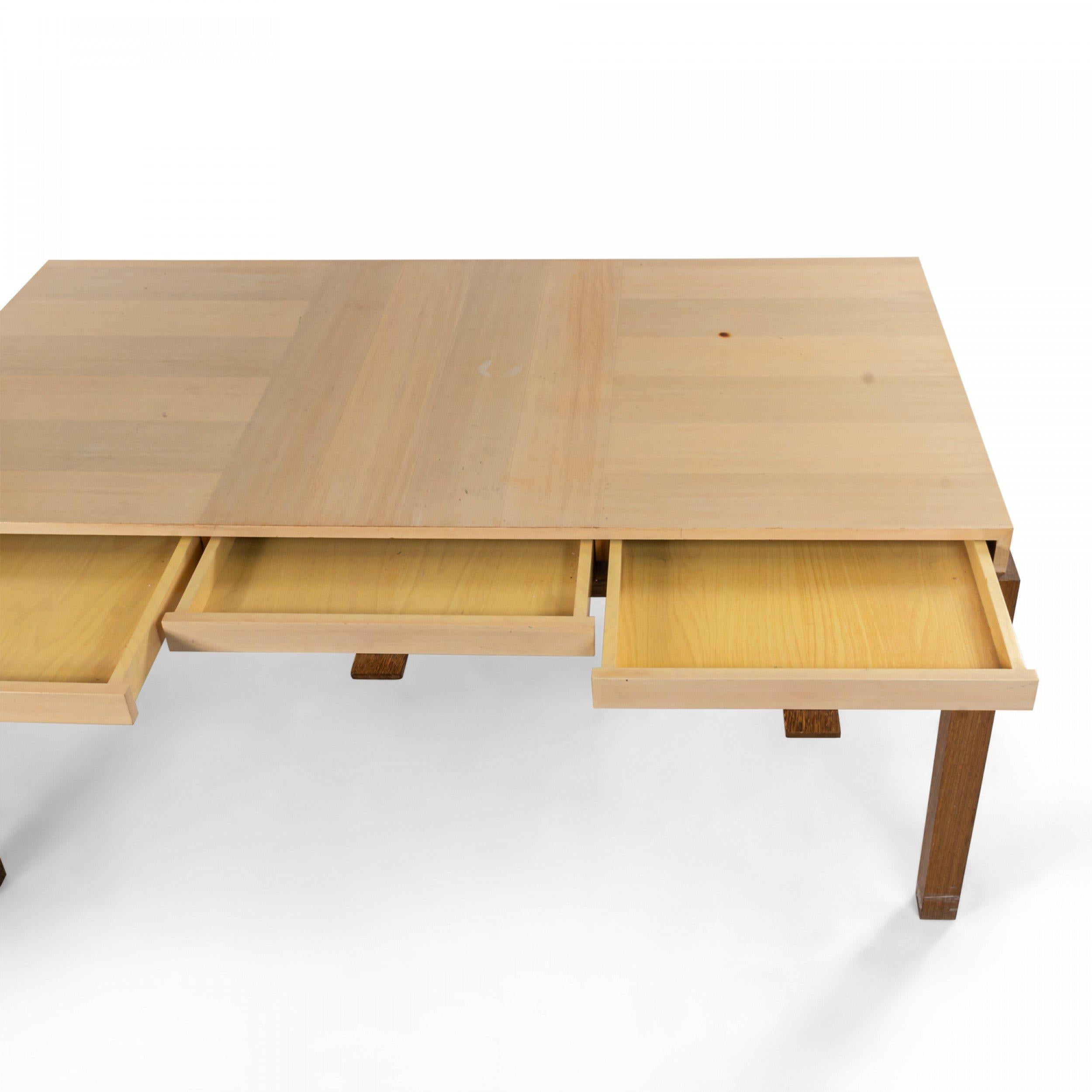 Contemporary Blonde Wood Desk 6