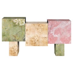 Contemporary Blossom Sideboard in Green Pink Onyx Ash Poplar Root