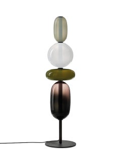 Contemporary Blown Crystal Glass Floor Lamp - Pebbles by Boris Klimek for Bomma