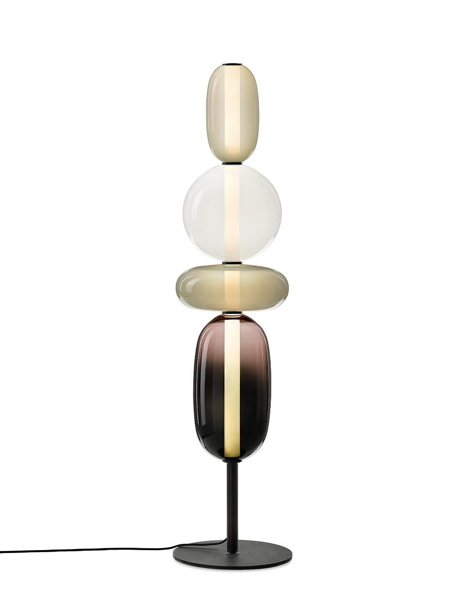 Modern Contemporary Blown Crystal Glass Floor Lamp - Pebbles by Boris Klimek for Bomma For Sale