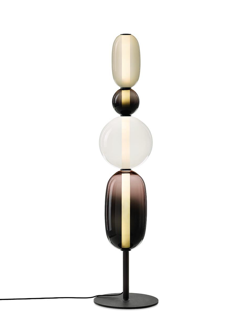 Modern Contemporary Blown Crystal Glass Floor Lamp, Pebbles by Boris Klimek for Bomma For Sale