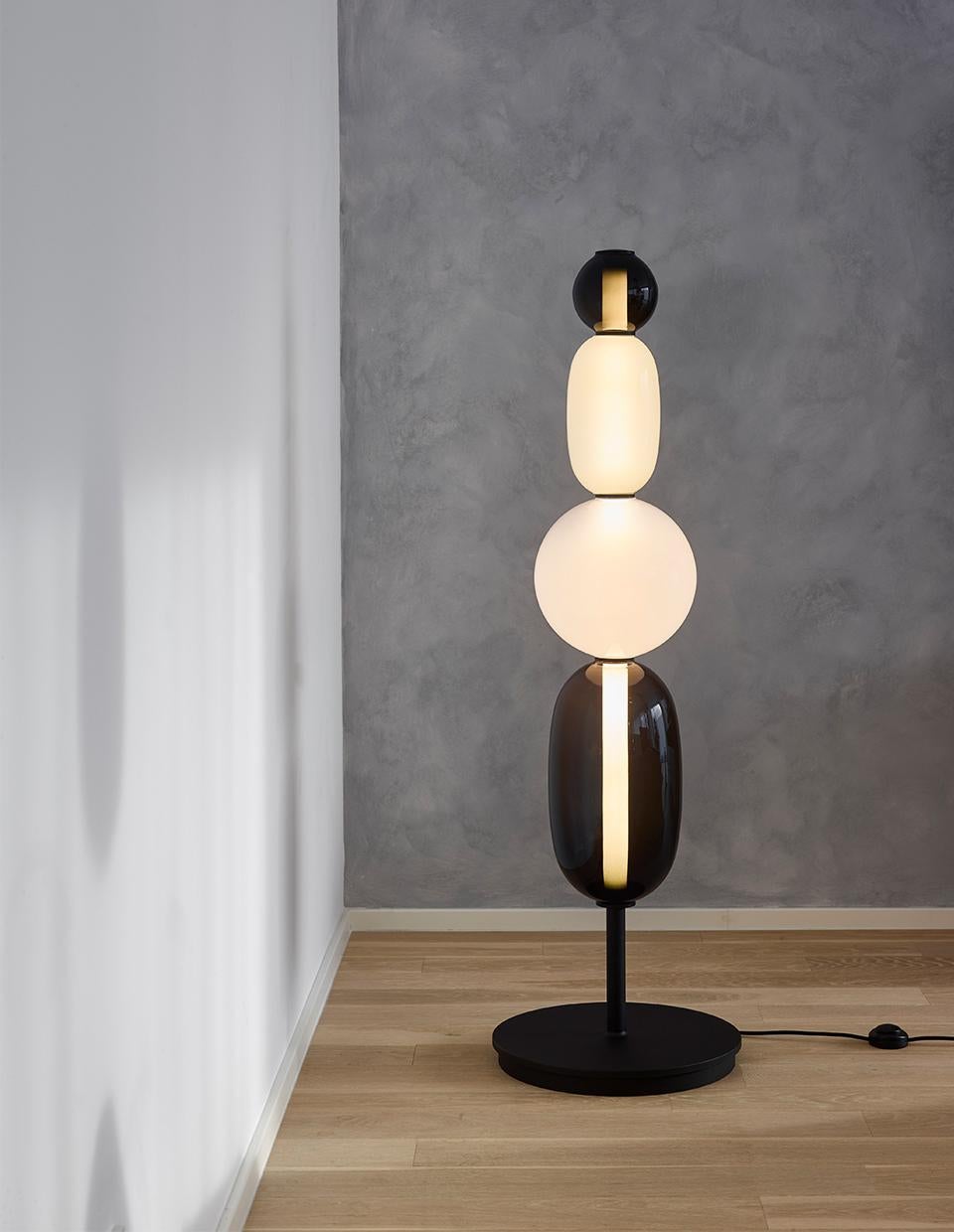 Czech Contemporary Blown Crystal Glass Floor Lamp, Pebbles by Boris Klimek for Bomma For Sale