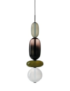 Contemporary Blown Crystal Glass Pendant - Pebbles by Boris Klimek for Bomma