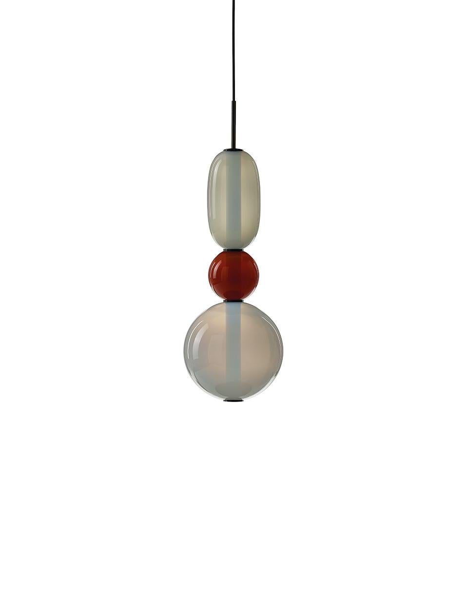 Modern Contemporary Blown Crystal Glass Pendant, Pebbles by Boris Klimek for Bomma For Sale