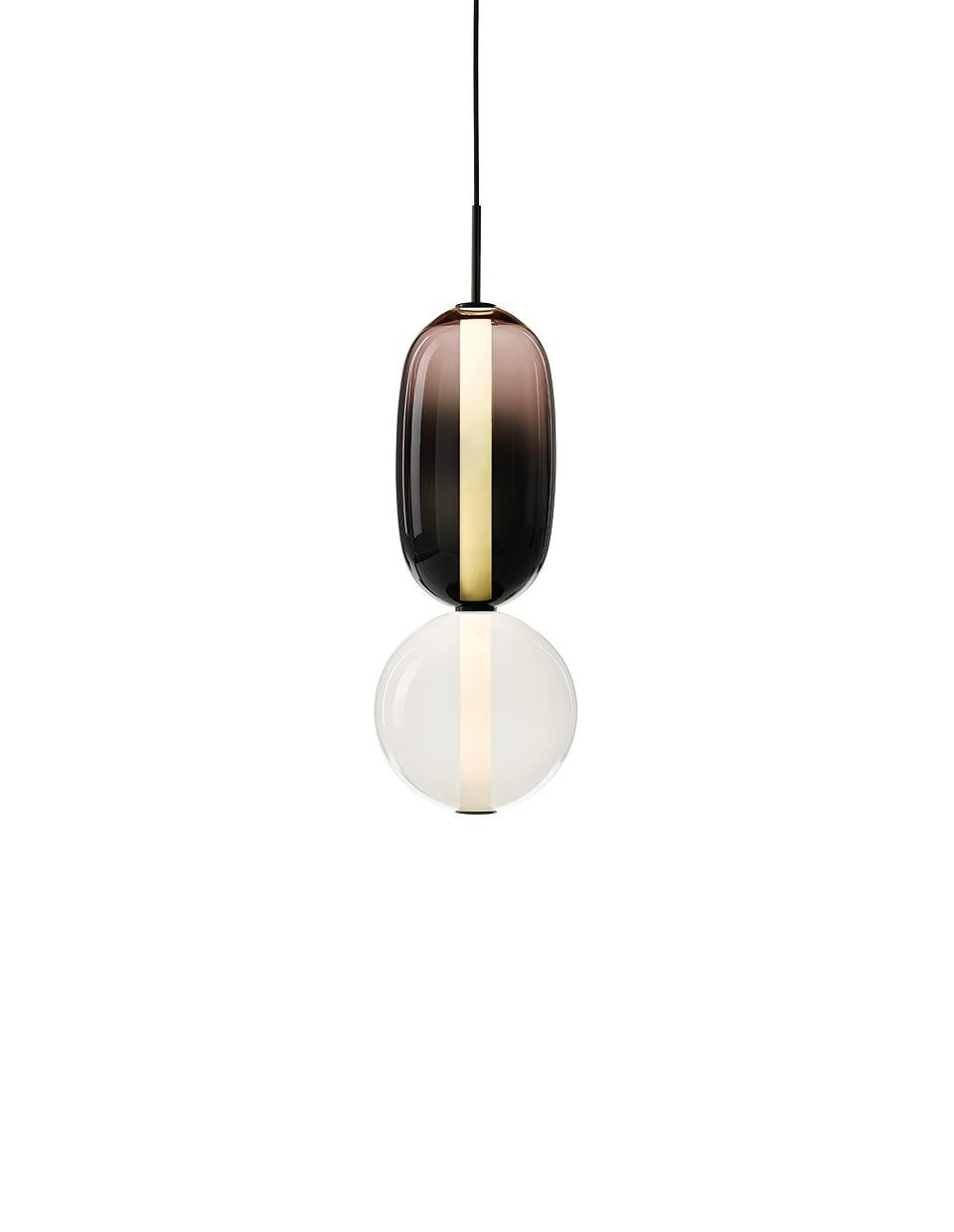 Modern Contemporary Blown Crystal Glass Pendant - Pebbles by Boris Klimek for Bomma For Sale