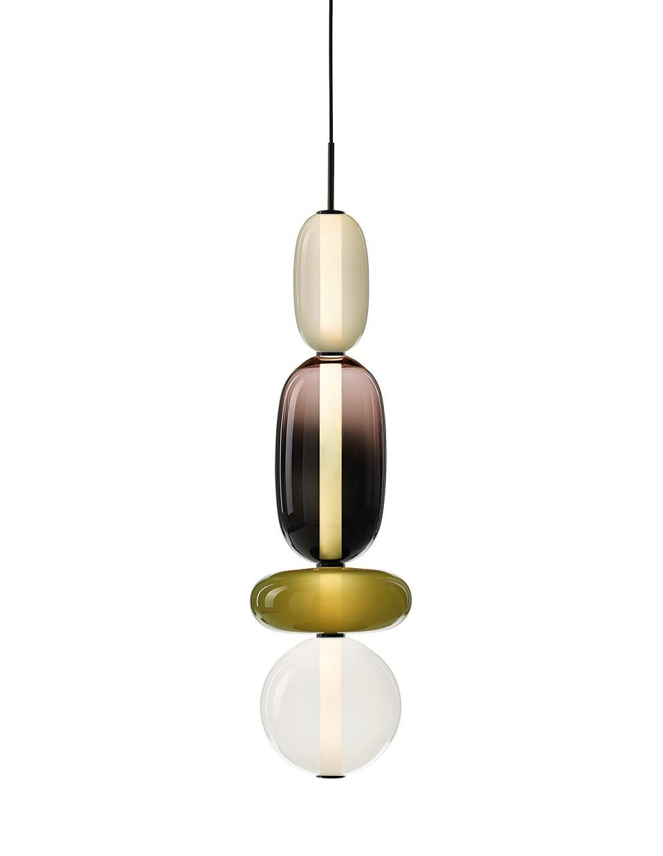 Modern Contemporary Blown Crystal Glass Pendant - Pebbles by Boris Klimek for Bomma For Sale