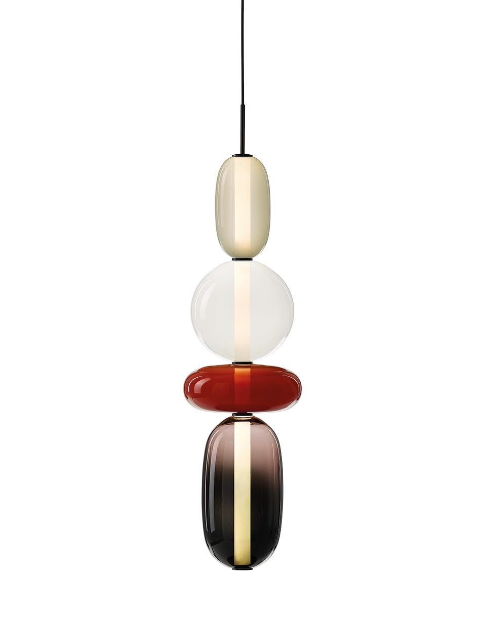 Modern Contemporary Blown Crystal Glass Pendant - Pebbles by Boris Klimek for Bomma For Sale