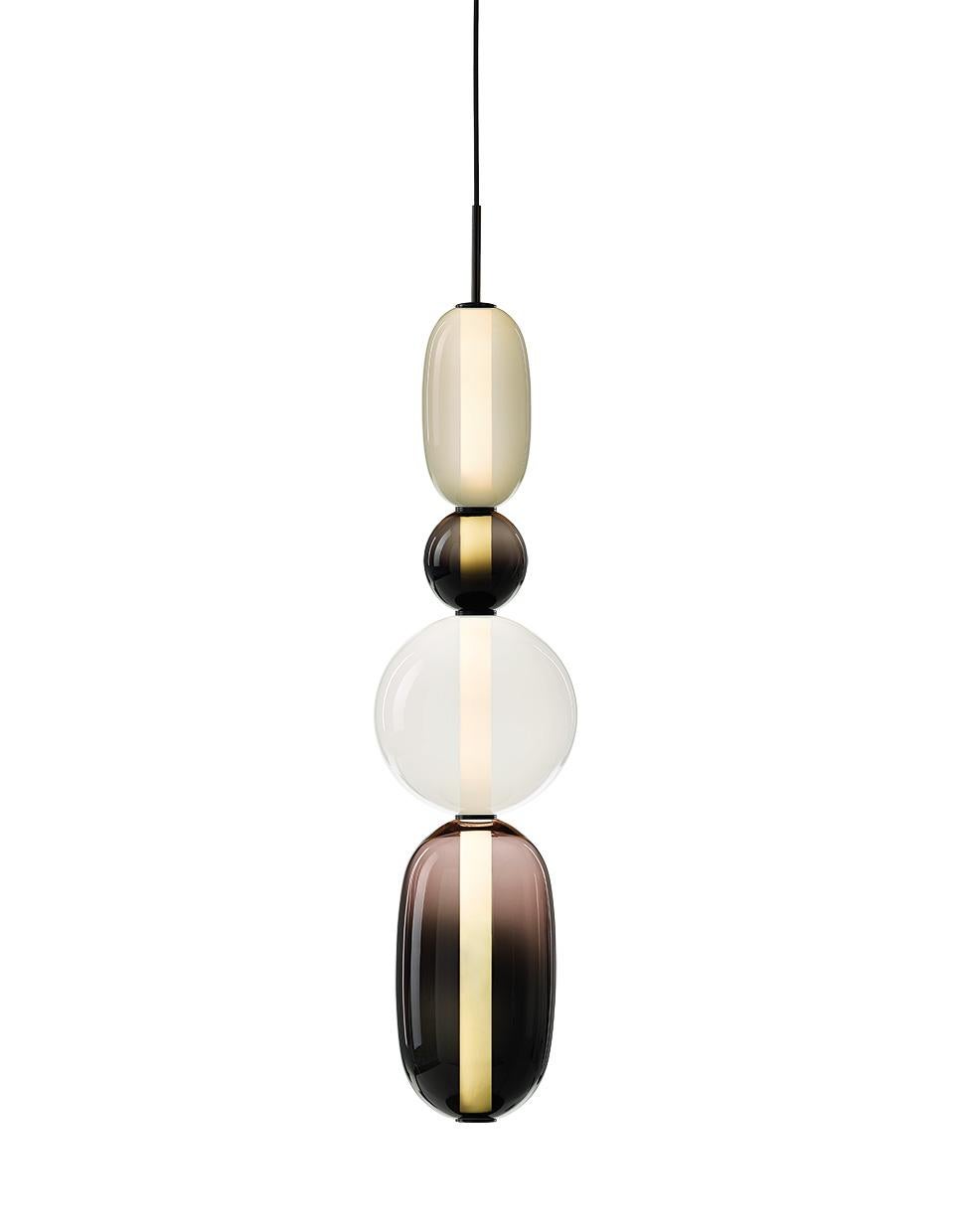 Modern Contemporary Blown Crystal Glass Pendant - Pebbles by Boris Klimek for Bomma For Sale