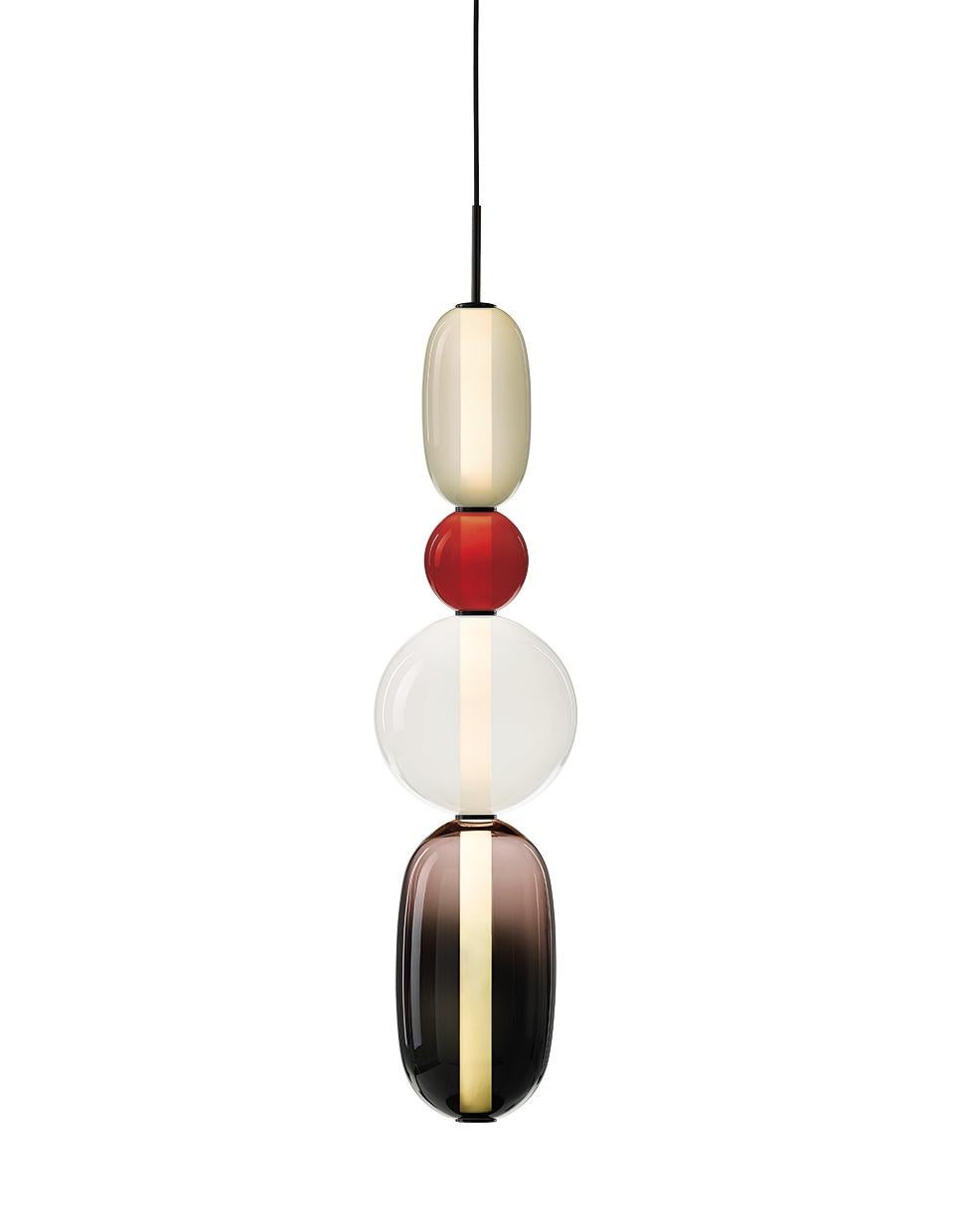 Modern Contemporary Blown Crystal Glass Pendant, Pebbles by Boris Klimek for Bomma For Sale