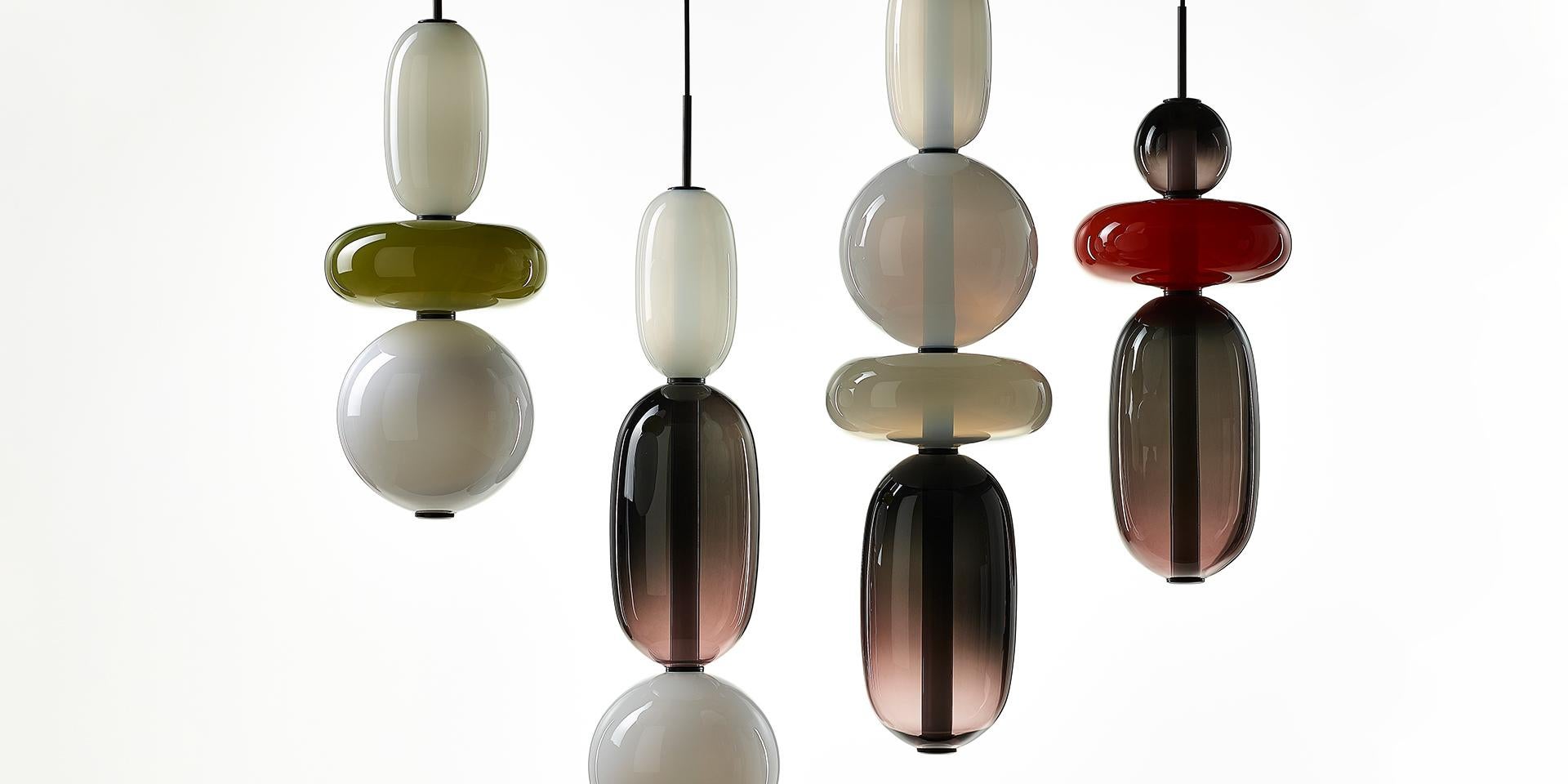 Contemporary Blown Crystal Glass Pendant, Pebbles by Boris Klimek for Bomma For Sale 1