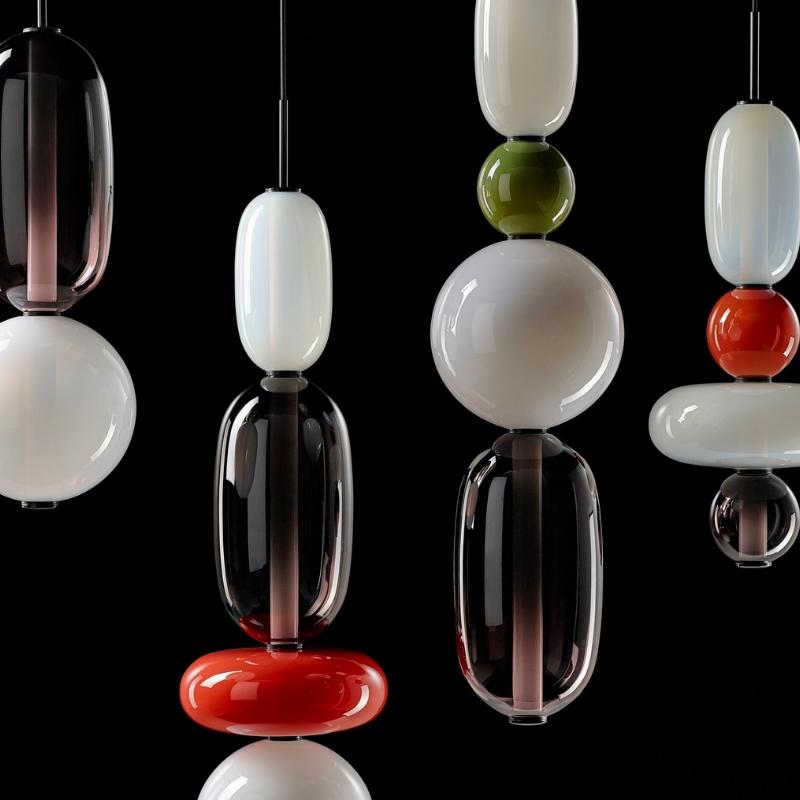 Contemporary Blown Crystal Glass Pendant - Pebbles by Boris Klimek for Bomma For Sale 2