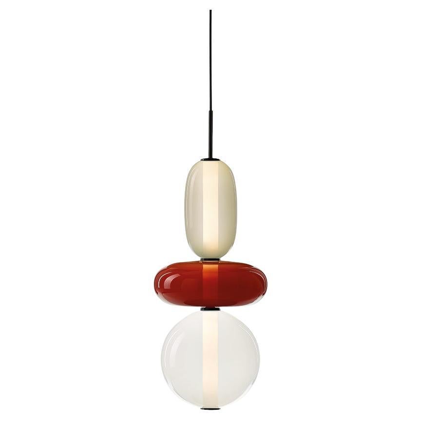 Contemporary Blown Crystal Glass Pendant - Pebbles by Boris Klimek for Bomma For Sale