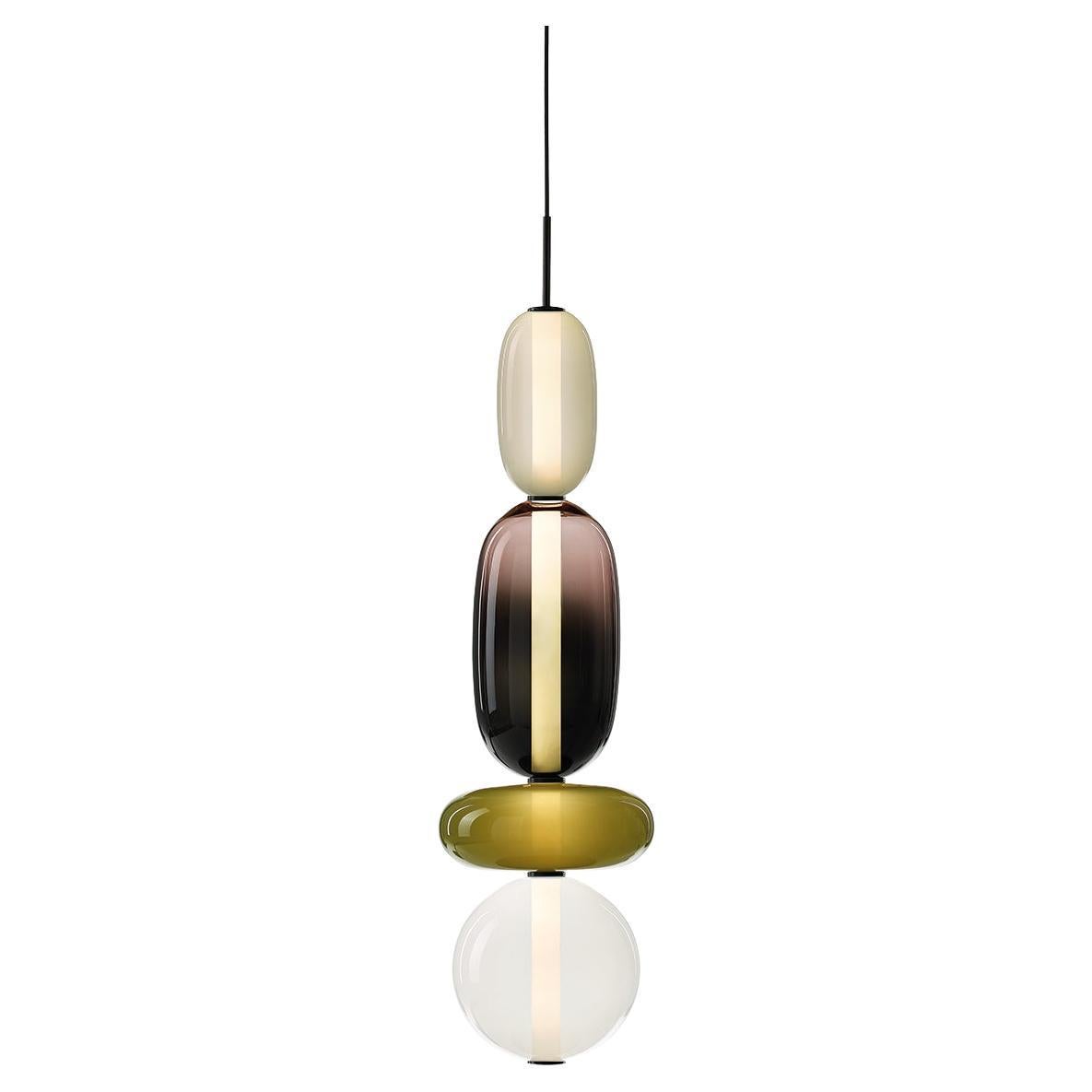 Contemporary Blown Crystal Glass Pendant - Pebbles by Boris Klimek for Bomma For Sale