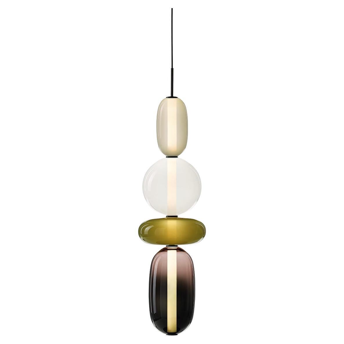 Contemporary Blown Crystal Glass Pendant - Pebbles by Boris Klimek for Bomma