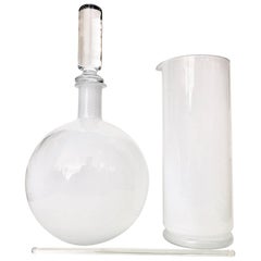 Contemporary Blown Glass "Laboratory" Decanter and Pitcher, S/4
