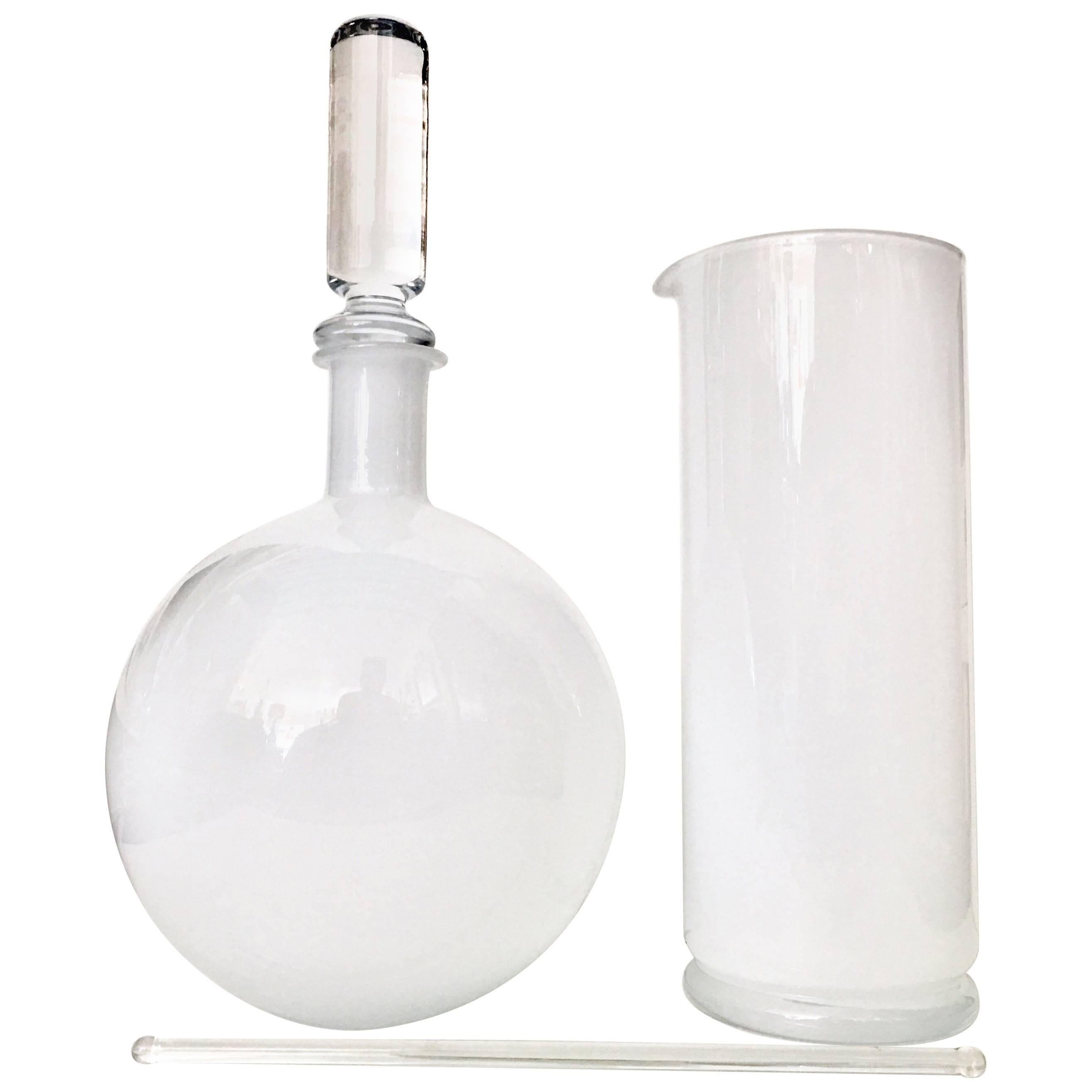 Contemporary Blown Glass "Laboratory" Decanter & Pitcher, S/4
