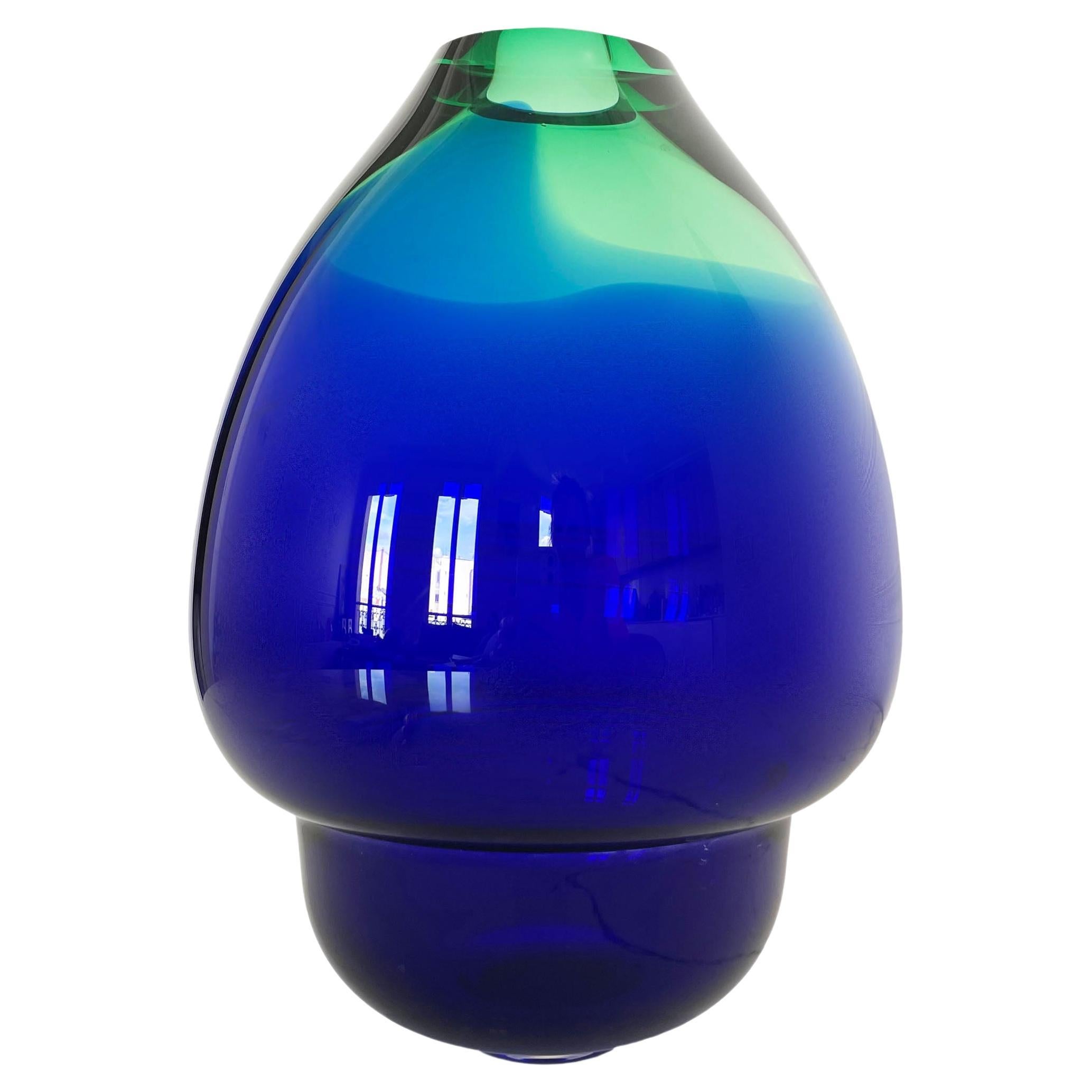 Contemporary Blown Glass Vulcano Green Blue by Alissa Volchkova For