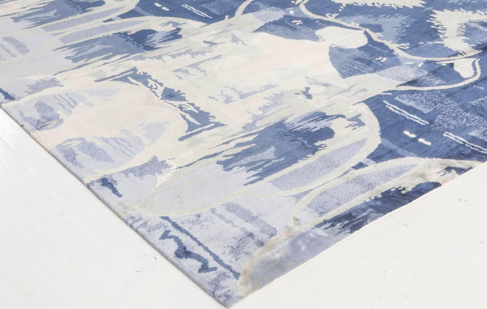 XXIe siècle et contemporain Tapis contemporain en soie Blucie Design fait à la main par Doris Leslie Blau en vente