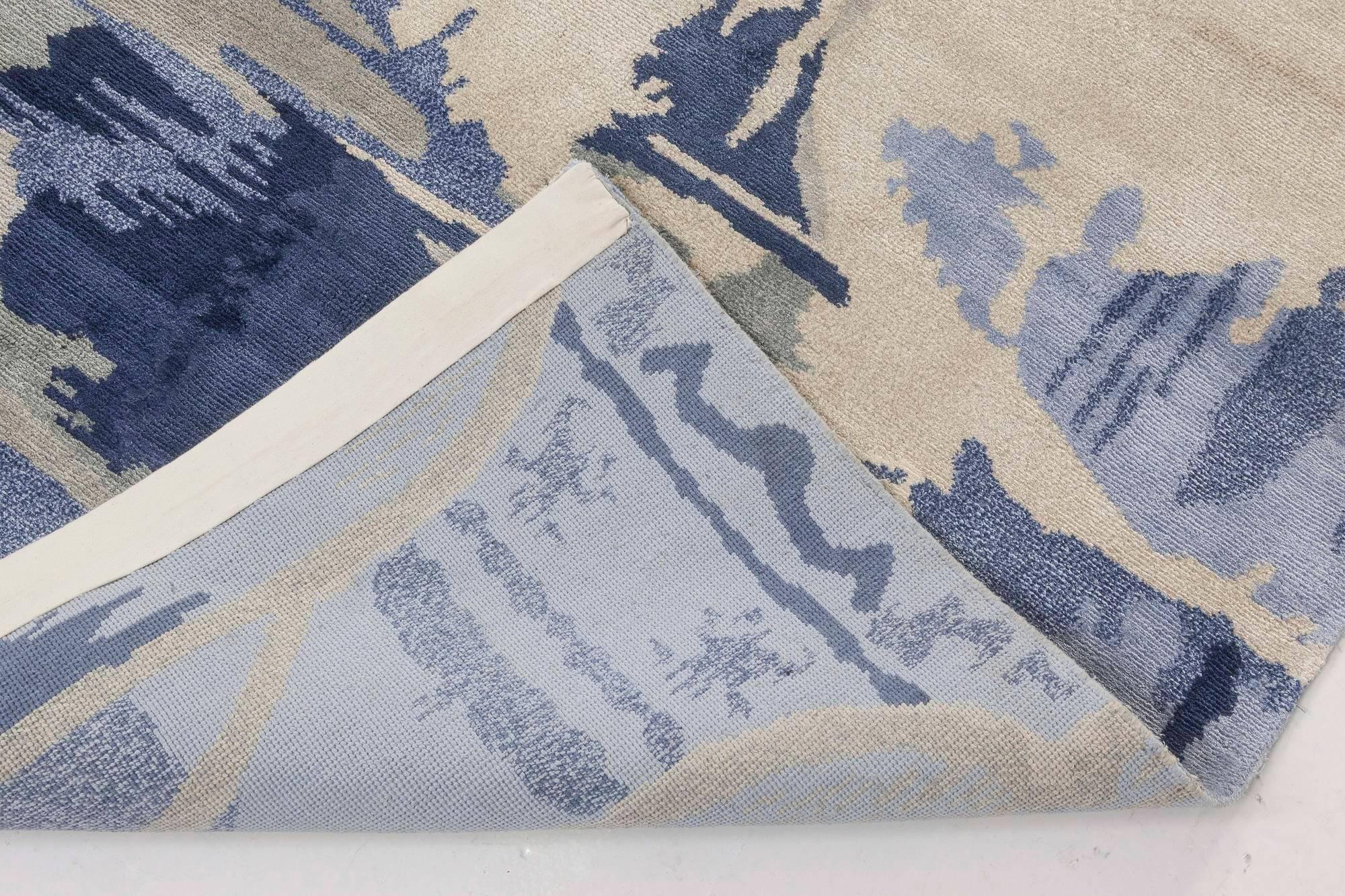 Zeitgenössischer handgefertigter Seidenteppich im Blucie-Design von Doris Leslie Blau im Angebot 1