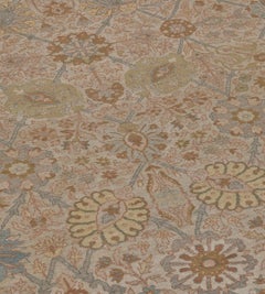 Contemporary Blue and Beige Handwoven Tabriz-Inspired Rug