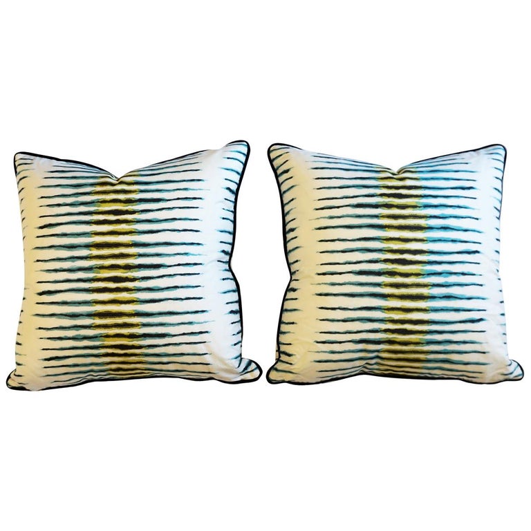 Contemporary Blue And Green Chevron Throw Pillows For Sale At 1stdibs