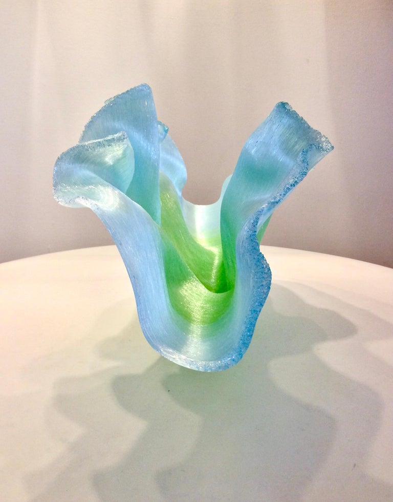 American Contemporary Blue and Green Glass Sculpture by Toots Zynsky, 2016 For Sale