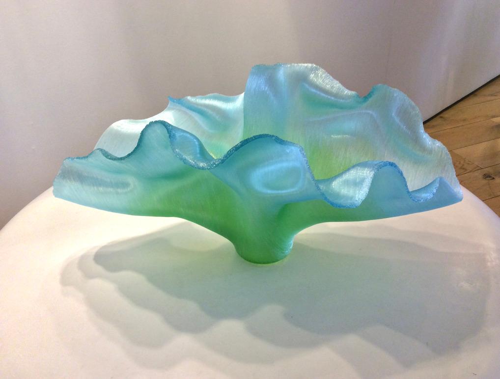 Verre Sculpture contemporaine en verre bleu et vert de Toots Zynsky, 2016. en vente