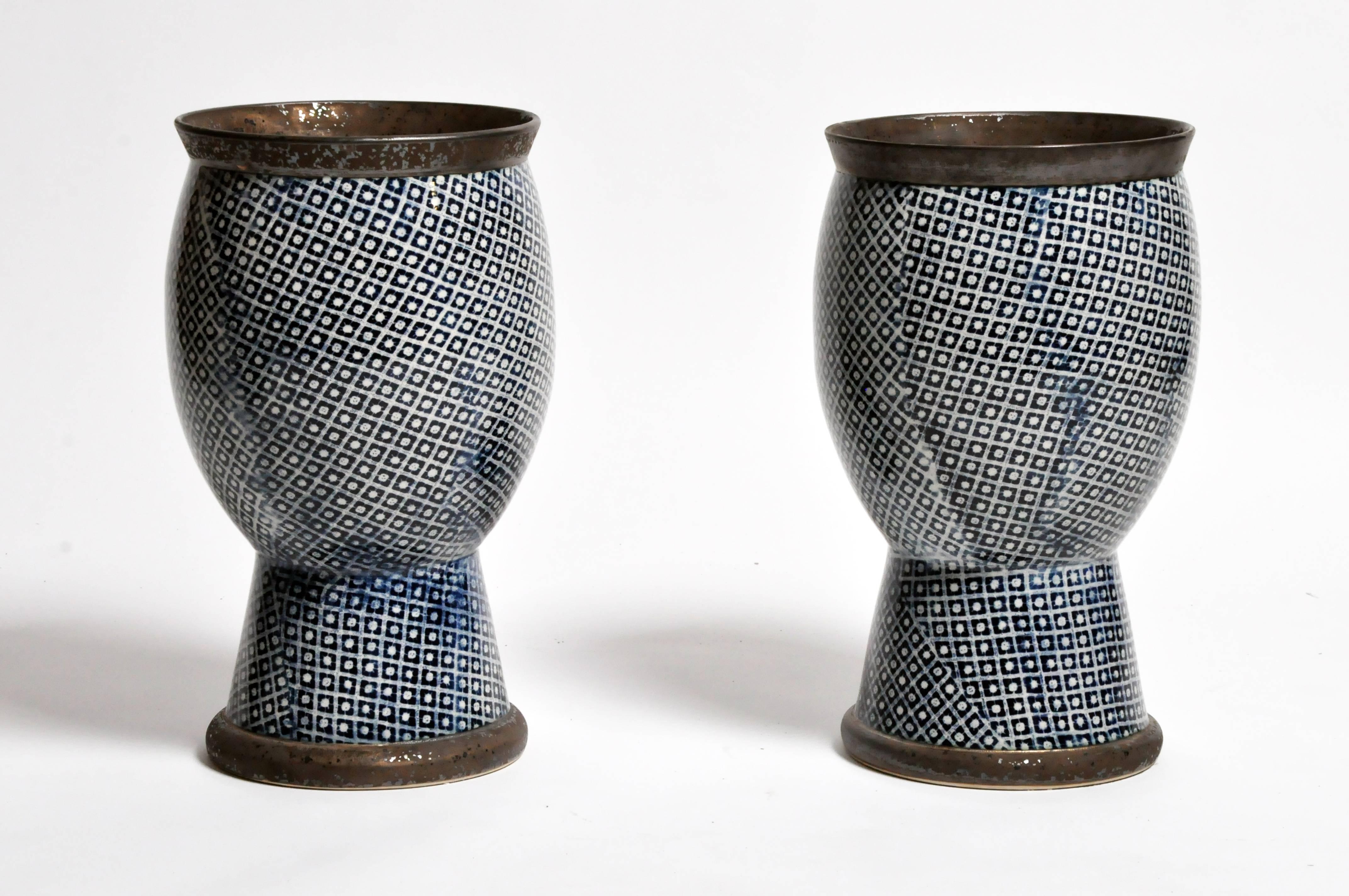 Contemporary Blue and White Ceramic Vases 11