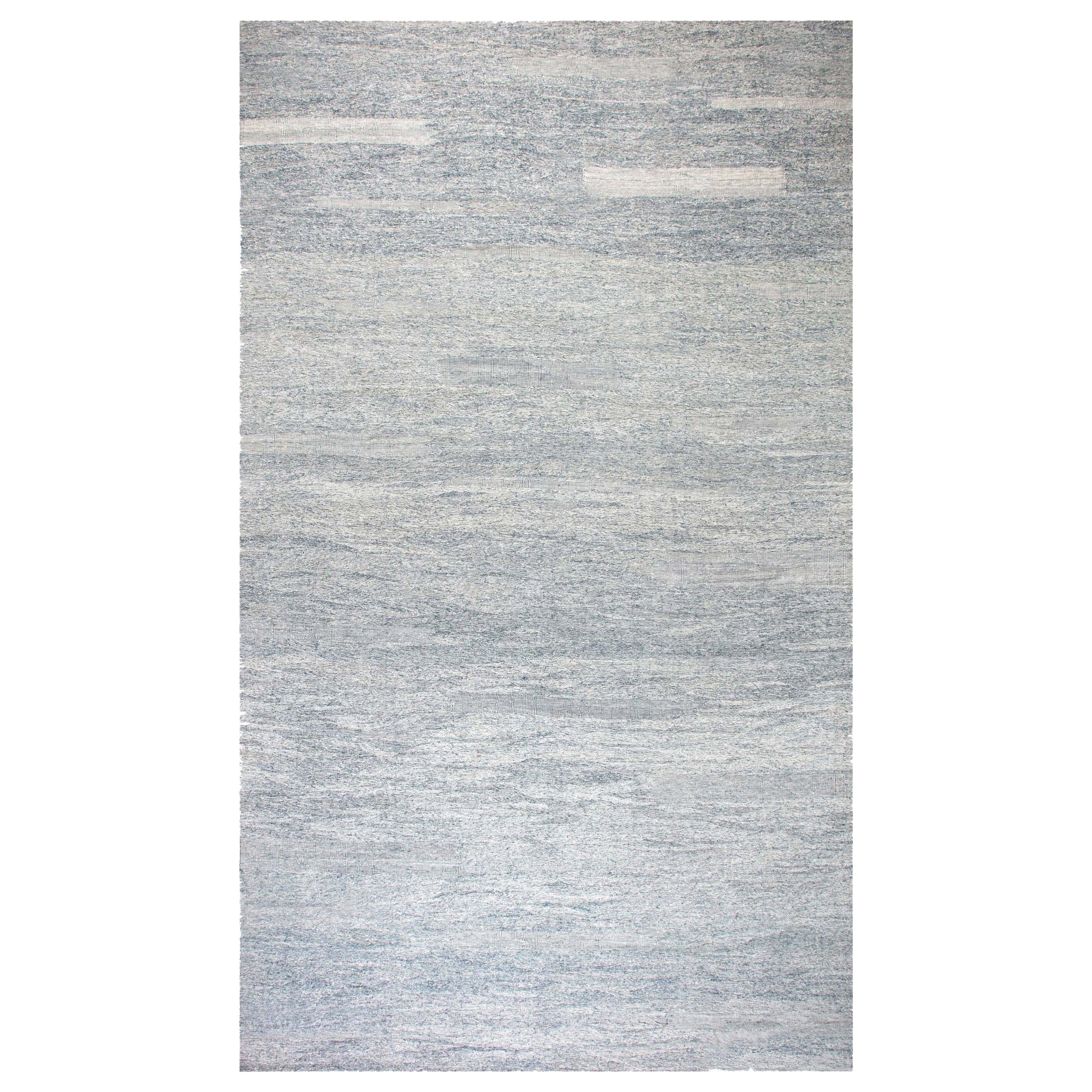 Contemporary Blue and White Flat-Weave Wool Rug by Doris Leslie Blau